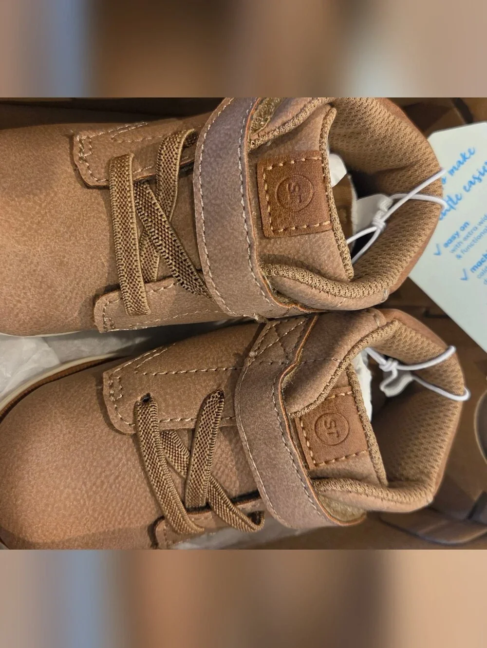 Stride Rite Tan Baby Walker Boots with Hook-and-Loop Strap